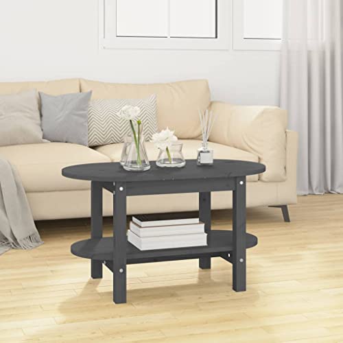 WEMYUFURN Couchtisch Grau 80x45x45 cm Massivholz Kiefer, Couchtisch, Wohnzimmertisch, Beistelltisch - für Wohnzimmer und Büro - Mittelpunkt für Ihr Zuhause