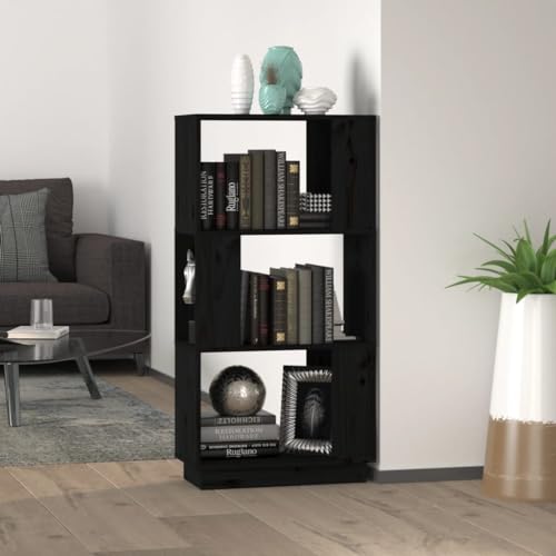 UTSRABFA Bookshelf Sideboard Würfelregal Industrial Regal Aktenregal Bücherregal/Raumteiler Schwarz 51x25x101 cm Massivholz Kiefer Geeignet für Arbeitszimmer, Wohnzimmer, Büro, Schlafzimmer