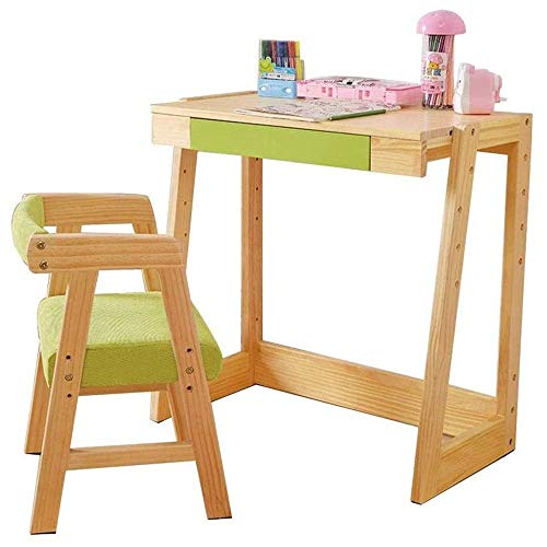 ATAAY Kindertische, Stühle, Kinderschreibtisch, Kinderschreibtische, Arbeitszimmer für Kinder zu Hause, kann Schreibtisch und Stuhl anheben, Massivholz-Arbeitstisch und Stuhl-Set