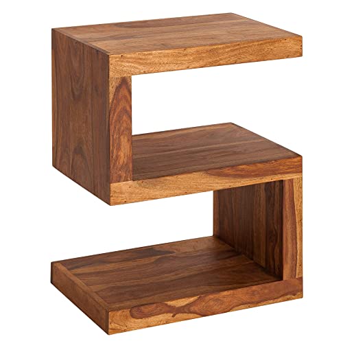 invicta INTERIOR Handgearbeiteter Beistelltisch S 60cm Sheesham Massivholz variabel stellbar Wohnzimmertisch Couchtisch Holztisch Tisch