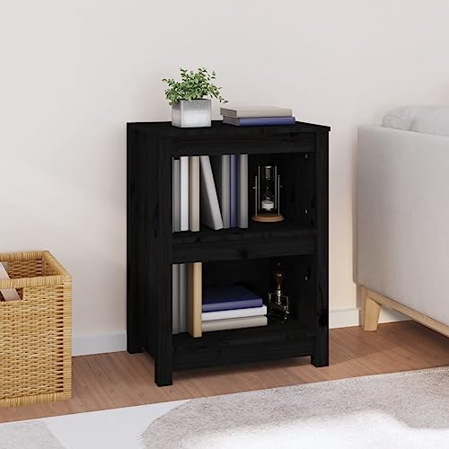 UTSRABFA Vitrinenschrank Standregal Industrial Regal CD Regal Bücherregal Schwarz 50x35x68 cm Massivholz Kiefer Geeignet für Sammlungsraum, Büro, Wohnzimmer, Küche