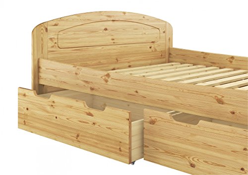 Erst-Holz Funktionsbett Doppelbett 3 Bettkasten Rollrost 180x200 Holzbett Massivholz Kiefer 60.50-18