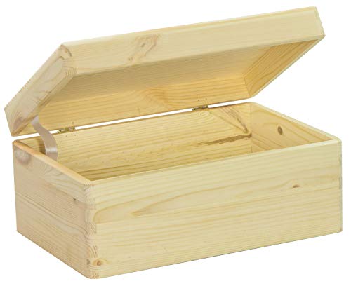 LAUBLUST Große Holzkiste mit Deckel - 30x20x14cm, Natur, FSC® | Allzweck-Kiste aus Holz - Aufbewahrungskiste | Geschenk-Verpackung | Deko-Kasten zum Basteln | Spielzeug-Truhe | Erinnerungsbox