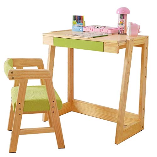 ATAAY Kinderschreibtisch, Schreibtisch, Schreibtisch und Stuhl, Massivholz, Kinder-Arbeitstisch und Stuhl-Set, Hubtisch, Zuhause, Kinder-Computertisch, Esstisch