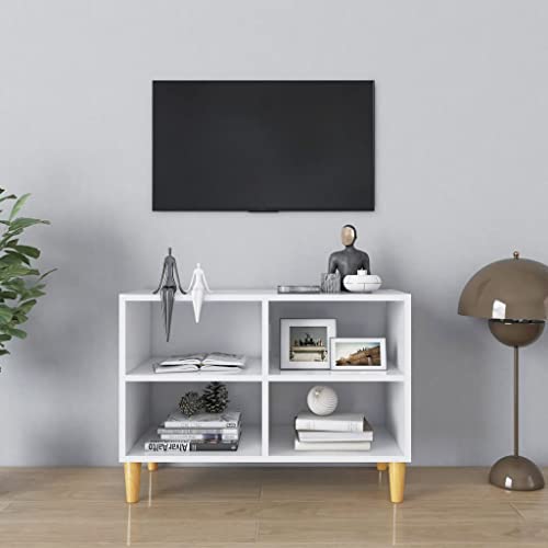 Youuihom Wohnzimmer Schrank Sideboard Dekoratives Kabinett TV-Schrank mit Massivholz-Beinen Weiß 69,5x30x50 cm Geeignet für Spielzimmer, Eingang, Arbeitszimmer