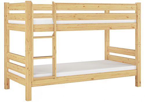 Erst-Holz® Teilbares Etagenbett Massivholz Kiefer 90x200 + Matratze Hochbett Doppelbett 60.11-09Ni070M