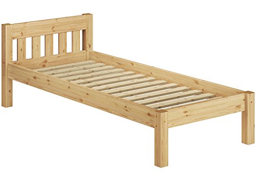 Erst-Holz® Einzelbett Massivholz-Bett Kiefer Natur 90x200 Futonbett Jugendbett Rollrost Singlebett 60.38-09FL