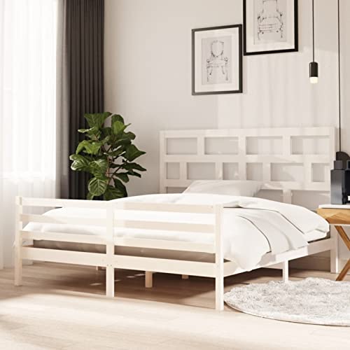 BaraSh Massivholzbett Weiß 180x200 cm Bettgestell MöBelpalette Bett Holz Bed Frames Massivholzbett 3101299
