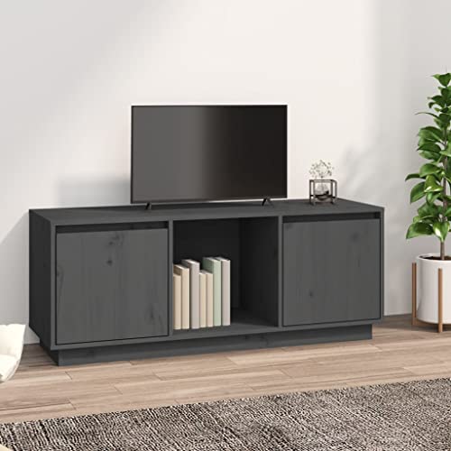 Youuihom TV-Schrank Aufbewahrungsschrank Wohnzimmer-TV-Schrank Sideboard Grau 110,5x35x44 cm Massivholz Kiefer Geeignet für Wohnungen, Wohnzimmer, Eingangshallen