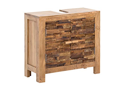 Woodkings® Waschbeckenunterschrank Holz Akazie rustikal Matay Waschtischunterschrank massiv Badmöbel Badezimmer Badezimmerschrank Badschrank Bad Unterschrank Massivholz