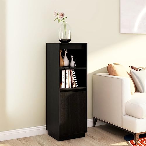 ZQQLVOO Highboard Schwarz,Eingangsbereich Tische,Buffet Schränke,Eingangskabinet t,Korridor-Schrank,Dekora tive Schränke,Media-Schränke ,für Wohnzimmer,Esszimmer,Flur , 37x34x110 cm Massivholz Kiefer