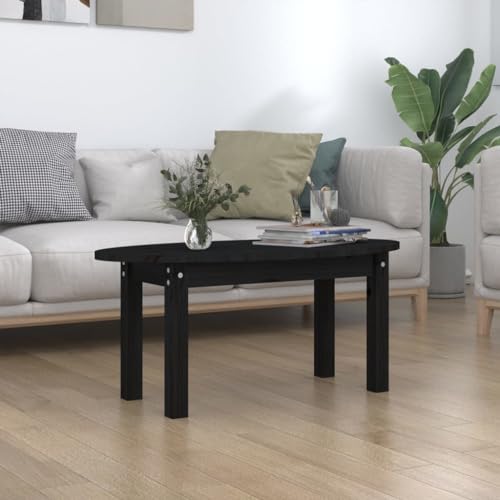 WEMYUFURN Couchtisch Schwarz 80x40x35 cm Massivholz Kiefer, Couchtisch, Wohnzimmertisch, Beistelltisch - für Wohnzimmer und Büro - Mittelpunkt für Ihr Zuhause