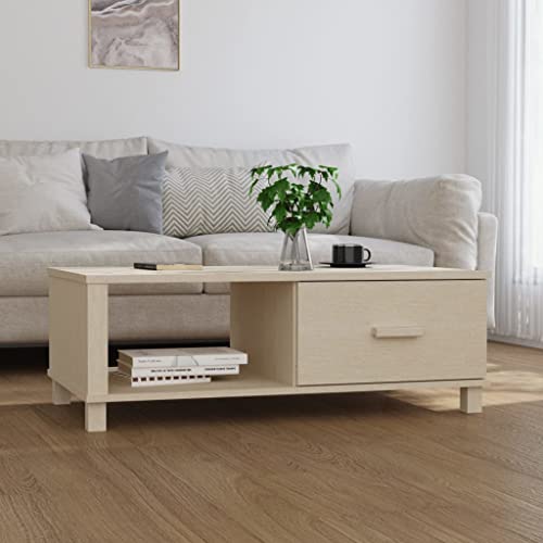 WEMYUFURN Sideboard Honigbraun 100x55x35 cm Massivholz Kiefer, Couchtisch, Wohnzimmertisch, Beistelltisch - für Wohnzimmer und Büro - Mittelpunkt für Ihr Zuhause