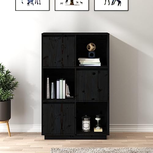 FUDUGEHMIOFWFJJ kommode weiÃŸ,kommode mit schubladen,kommode Flur,Highboard Schwarz 74x35x117 cm Massivholz Kieferschrank schubladen,Sideboard Flur,Schrank Flur,