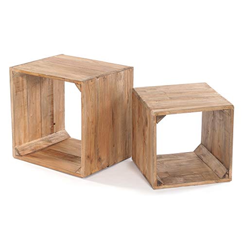 DESIGN DELIGHTS Rustikales Regal Set Cube | Massivholz, 2 Größen, 43/35 cm | Würfelregal, Vintage Wandregal, Regalwürfel Set, Holzregal, Pflanzenregal, Holz Hängeregal