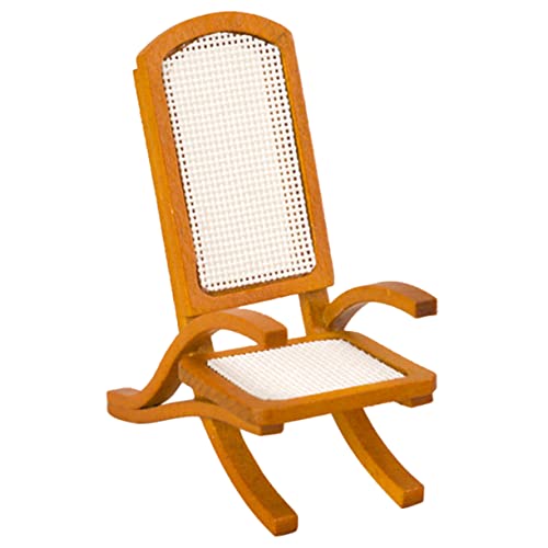 Outanaya Massivholz-Rattan-Stuhl Mini-Stuhl Retro-Möbel Mini-Puppenhaus Mehrere Schubladen Holzaufbewahrung Individuelle Mini-Möbel Vintage-Stuhl Mini-Spind
