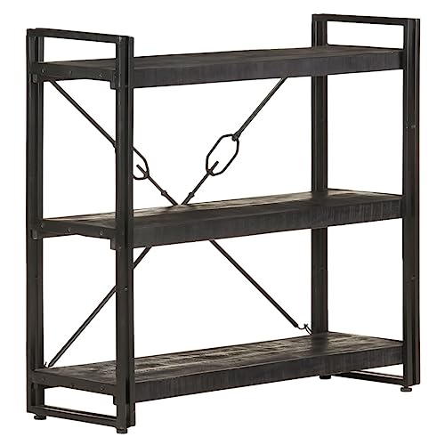 UTSRABFA Bookshelf Sideboard Würfelregal Industrial Regal Aktenregal Bücherregal 3 Fächer Schwarz 90x30x80 cm Mango Massivholz Geeignet für Sammlungsraum, Büro, Wohnzimmer, Küche