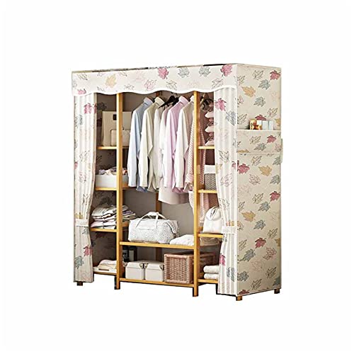 Tragbarer Kleiderschrank aus Massivholz,offener Schrank,Kleideraufbewahru ng für Schlafzimmer,Umkleideraum ,Kleiderständer,einfach zu montieren (Größe: 165 x 35 x 127 cm)