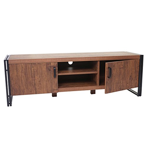 Mendler TV-Rack HWC-A27, Fernsehtisch Lowboard Kommode, 3D-Struktur Metall 45x140x40cm - Wildeiche-Optik