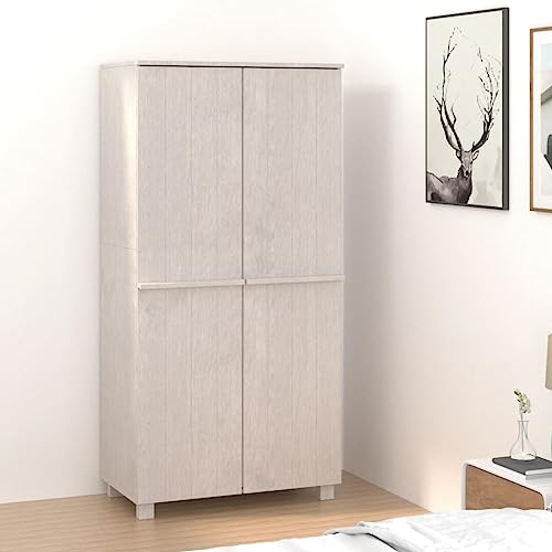 TALCUS Möbel mit Kleiderschrank HAMAR Weiß 89x50x180 cm Massivholz Kiefer