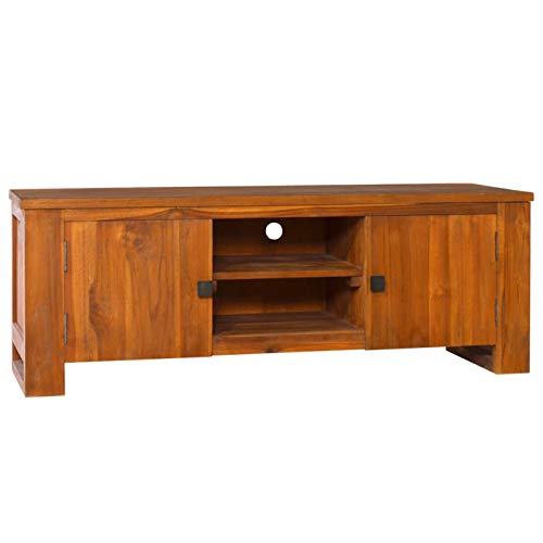 Camerina TV-Schrank 110x30x40 cm Teak Massivholz Tv Highboard Sideboard Wohnzimmer