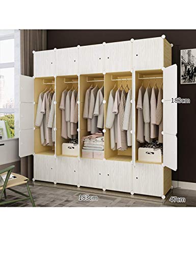 JHDDP3 Garderobe Kleiderschrank Kunststoff Tuch Kleiderschrank Einzelgewebe Kleine Schlafzimmer Hängende Nachahmung Massivholz Montage Lagerschrank, S (Color : V)