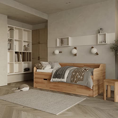 Krok Wood Massivholzbett mit zusätzlichem ausziehbarem Bett Modena in Buche 90x200 cm
