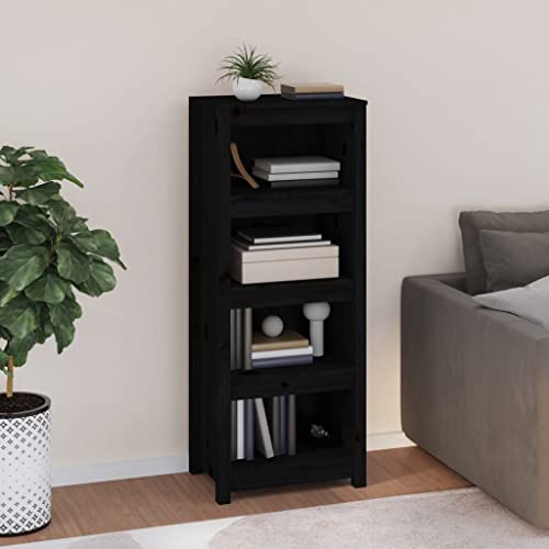 DCRAF Möbelset Bücherschrank schwarz 50x35x125,5 cm Massivholz Kiefer