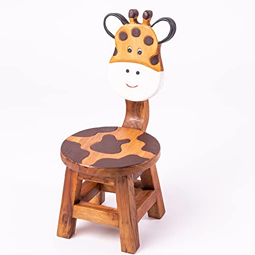 Kinderstuhl aus Holz Giraffe, Robust und massiv in Handarbeit gefertigt, sehr stabil Sitzhöhe 25 cm. Passend für die Kindersitzgruppe. Für den Kindergarten.
