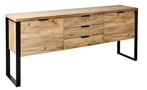 Amazon Marke - Movian Ems - Sideboard mit 2 Türen und 3 Schubladen, 180 x 39,5 x 76,2 cm , Kerneiche-Effekt