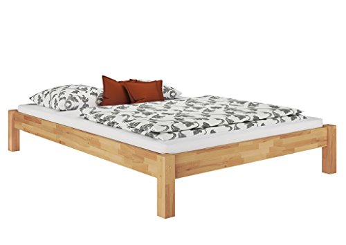 Erst-Holz® Massivholzbett Doppelbett in Überlänge 160x220 buche mit variabel wählbarem Zubehör V-60.84-16-220, Ausstattung:ohne Zubehör