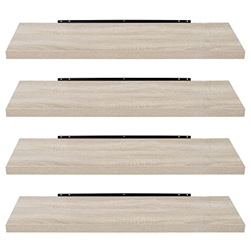 EUGAD Wandregal Wandboard 4er Set Hängeregal Holz Board Modern Sonoma Eiche 80x22,9x3,8cm 0046QJ-4