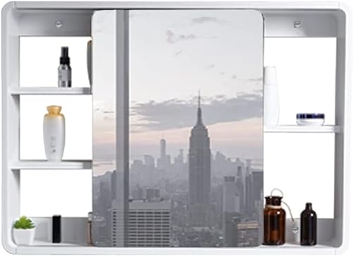 Spiegelschränke, Massivholz-Badezimmerschr ank, verschiebbarer Multifunktions-Aufbewahru ngsschrank (Farbe: Weiß, Größe: 60 * 60 cm) (Weiß 65 * 80 cm)