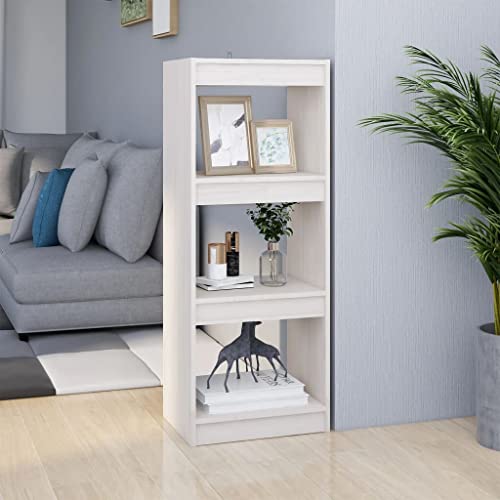 UTSRABFA Bücherregal Vitrinenschrank Lagerregal Bookshelf Flurschrank Bücherregal/Raumteiler Weiß 40x30x103,5 cm Massivholz Kiefer Geeignet für Bad, Wohnzimmer, Balkon, Küche