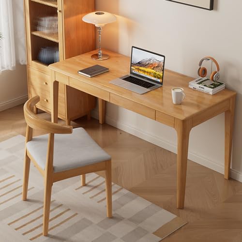 FPIGSHS Massivholz Schreibtisch, Mid-Century Holz Computertisch, Home Office Bürotisch Mit 2 Schubladen,Tisch Für Home Office Schule (Color : C, Size : 120cm/47.2in)