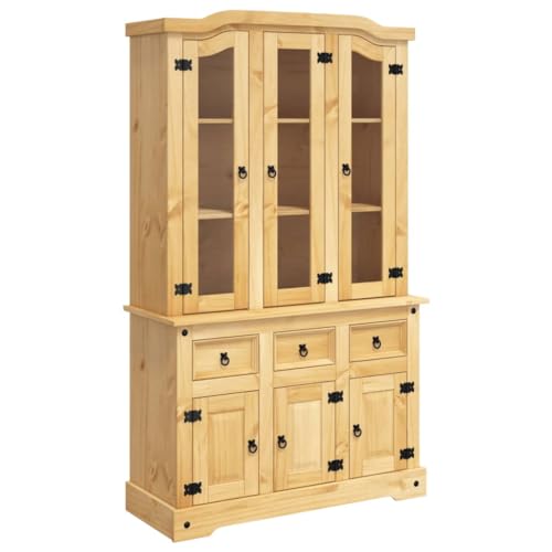 vidaXL Highboard, Sideboard mit viel Stauraum, Kommode Wohnzimmerschrank mit Türen, Schrank Anrichte Beistellschrank, Honigbraun Massivholz Kiefer