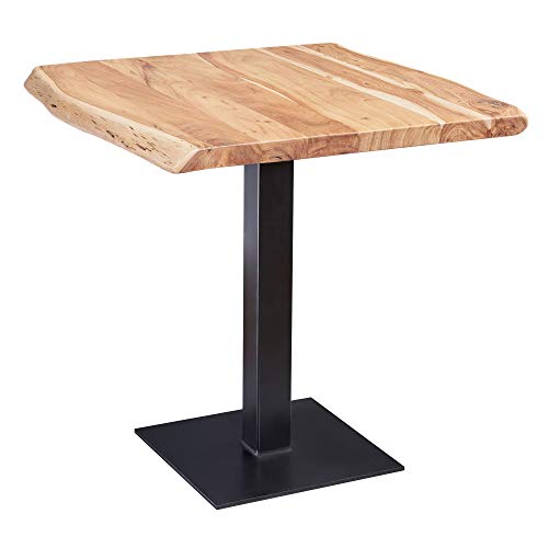 FineBuy Esstisch Baumkante 80 x 75 x 75 cm Akazie Massivholz Esszimmertisch | Kleiner Holztisch Esszimmer | Designer Küchentisch Quadratisch