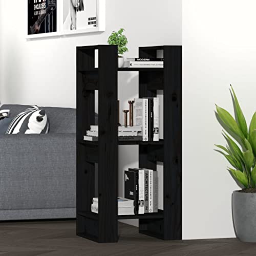 UTSRABFA Bookshelf Sideboard Würfelregal Industrial Regal Aktenregal Bücherregal/Raumteiler Schwarz 41x35x91 cm Massivholz Kiefer Geeignet für Bad, Wohnzimmer, Balkon, Küche