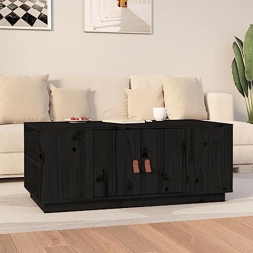 WEMYUFURN Couchtisch Schwarz 100x50x41 cm Massivholz Kiefer, Couchtisch, Wohnzimmertisch, Beistelltisch - für Wohnzimmer und Büro - Mittelpunkt für Ihr Zuhause