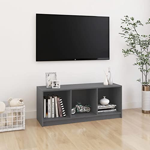 Youuihom TV-Schrank Aufbewahrungsschrank Wohnzimmer-TV-Schrank Sideboard Grau 104x33x41 cm Massivholz Kiefer Geeignet für Eingang, Arbeitszimmer, Wohnzimmer, Esszimmer