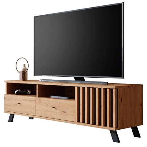 Newroom TV Lowboard Wildeiche Anthrazit TV Schrank Modern Vintage - 138x44x40 cm (BxHxT) - Fernsehtisch TV Board Rack - [Barea.six] Wohnzimmer