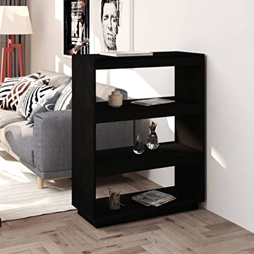 UTSRABFA Küchenschrank Buffetschrank Kellerregal Abstellraum Regal Bücherregal/Raumteiler Schwarz 80x35x103 cm Massivholz Kiefer Geeignet für Bad, Wohnzimmer, Balkon, Küche