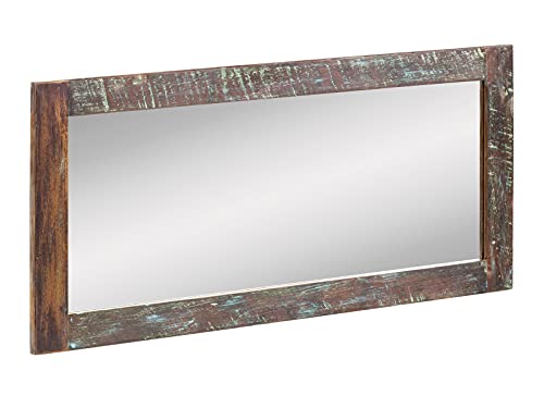 Woodkings® Bad Spiegel Sumana 130 cm Rahmen Holz braun Badspiegel mit Ablage Wandspiegel Badmöbel Badezimmermöbel Massivholz rechteckig