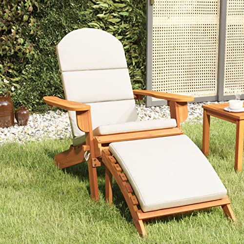 Yolola Adirondack-Gartenstuhl mit Fußablage Adirondack Stuhl Gartenstuhl Holz Relaxsessel Adirondack Gartenstuhl Deckchair Balkonstuhl Gartenliege Massivholz Akazie