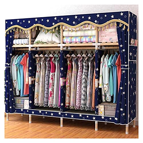 HONGYIFEI2021 Garderobe Schlafzimmer Startseite Massivholz Kleiderschrank Baugruppe Durable Schlafzimmermöbel Große Kapazität Kinder Tuch Kabinett Schranksysteme (Color : Blue)