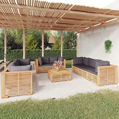 ZEYUAN 9-TLG. Garten-Lounge-Set mit Kissen, Gartenmöbel, Balkonmöbel, Gartenlounge, Terassenmöbel Außen, Loungemöbel Balkon, Gartengarnitur, Massivholz Teak