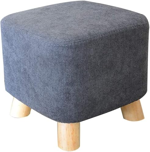 Hocker Ottomane Fußhocker Fußhocker Fußhocker Ottomane Sofahocker Flur Schuhhocker Quadratischer Fußhocker Massivholz, 3 Farben (Color : Blue, Size : 27.5X27.5X25CM) (Grey 27.5X27.