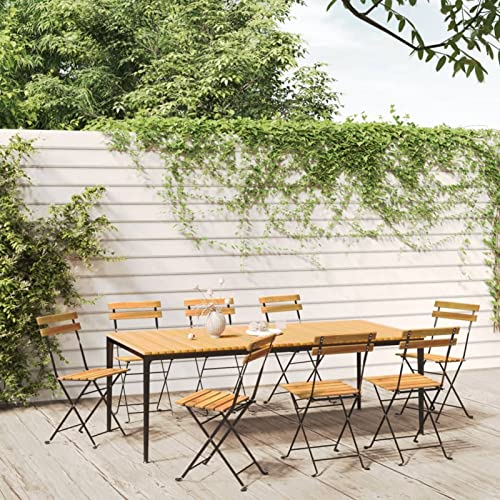 BaraSh Klappbare Gartenstühle 8 STK. Gartenstuhl Klappbar GartenmöBel Klappbar GartenstüHle Garden Chairs Garten KlappstuhlStahl und Massivholz Akazie