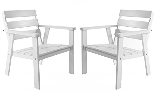 Ambientehome Gartensessel Loungesessel Sessel Gartenstuhl Massivholz HANKO, Weiß, 2-teiliges Set
