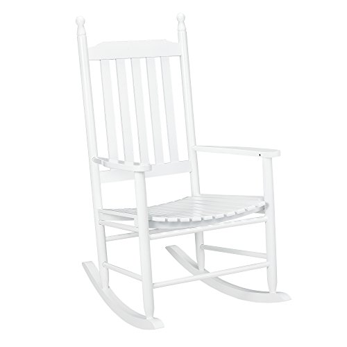[casa.pro]® Schaukelstuhl Weiß aus Massiv-Holz - Hochwertiger Relax-Stuhl mit Armlehne zur Entspannung oder als Still-Stuhl - Schwing-Sessel Schaukel-Sessel für Wohnzimmer Küche Balkon Garten